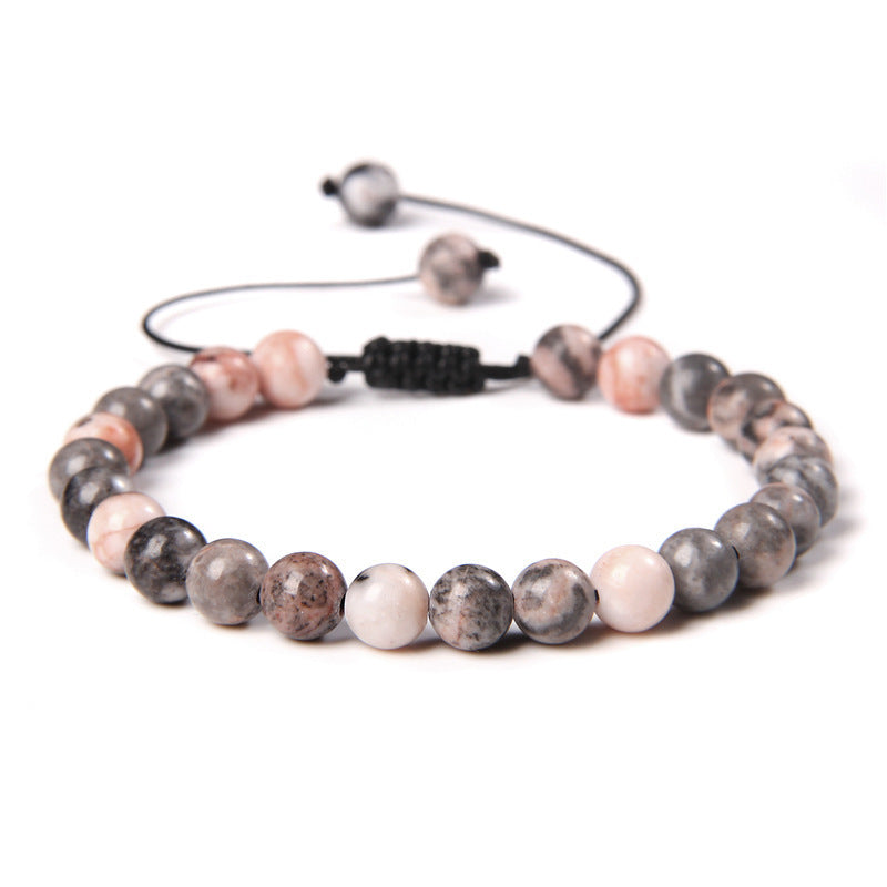 Sweet Sporty Geometric Natural White Crystal Stretch Bracelet 6mm Unisex Handmade Energy Bangle