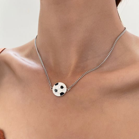 Geometric Alloy Plated Sports Pendant Necklace for Women