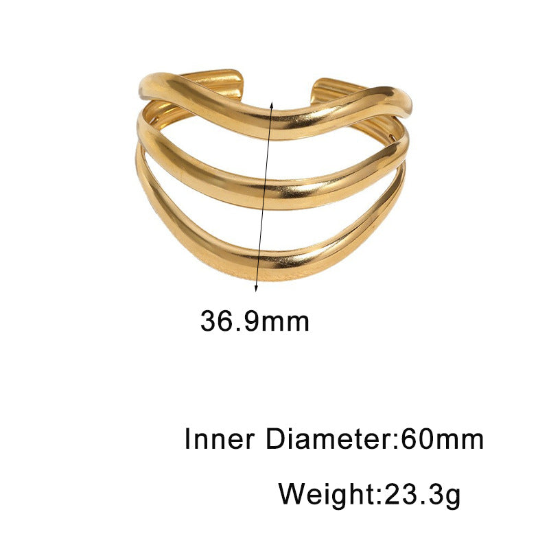 Minimalist Geometric Stainless Steel Open Cuff Bracelet for Women