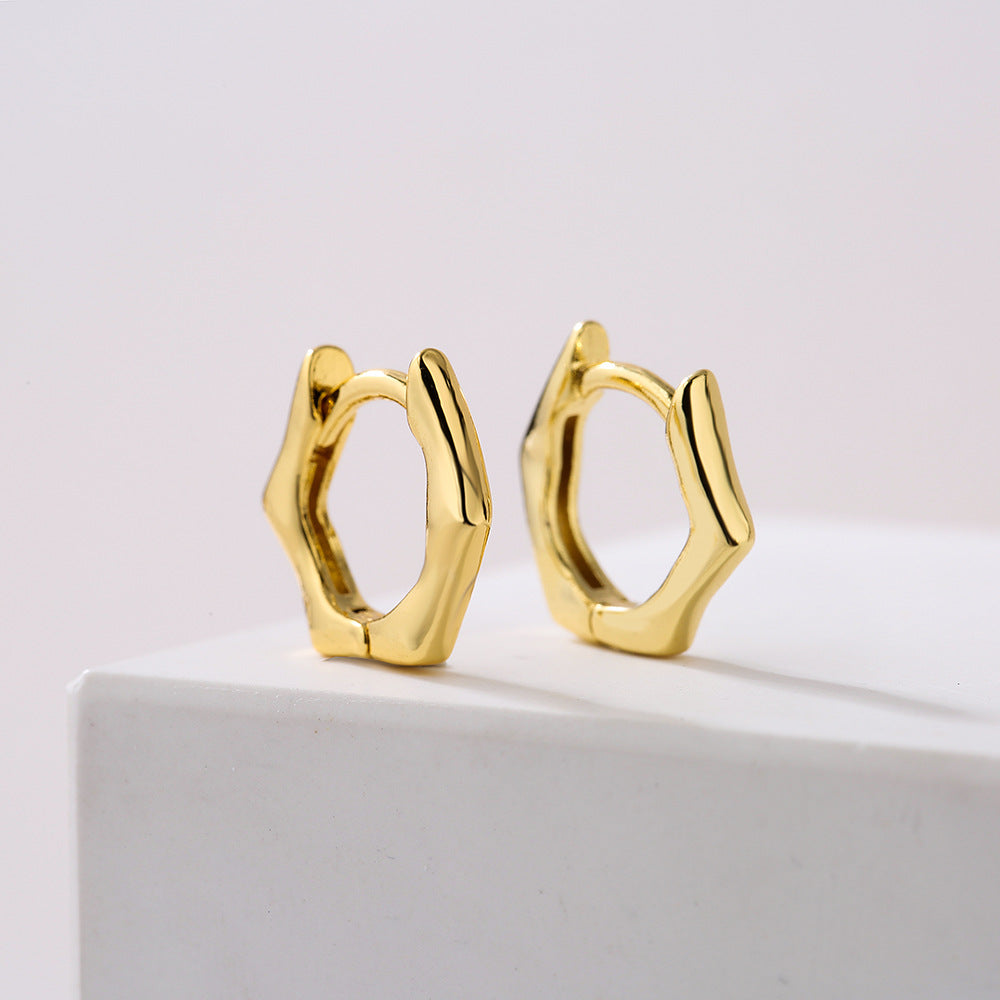 Minimalist Geometric Copper Earrings with 18K Gold Plating for Women