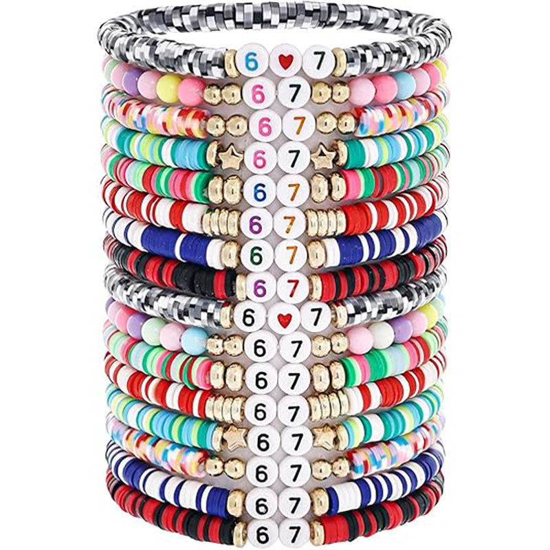 Casual Number Letter Resin Bracelet Unisex Jewelry Gift