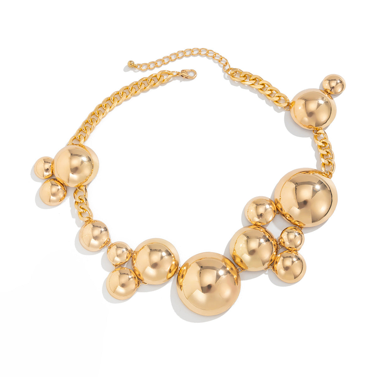 French Vintage Geometric Irregular Round Pendant Necklace for Women with Electroplated Metal Finish