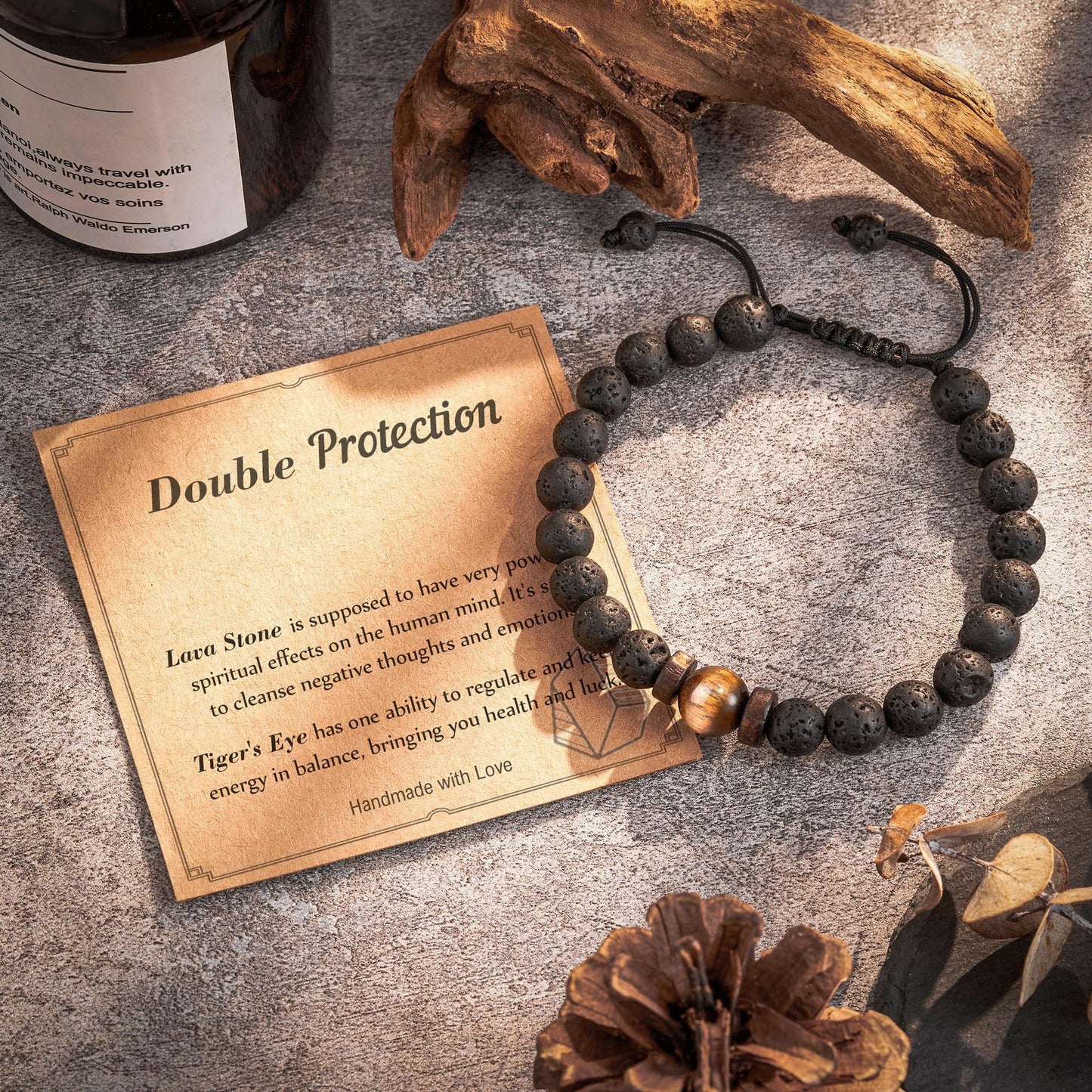 Minimalist Matte Round Geometric Natural Stone Beaded Bracelet Unisex Business Casual Wristband