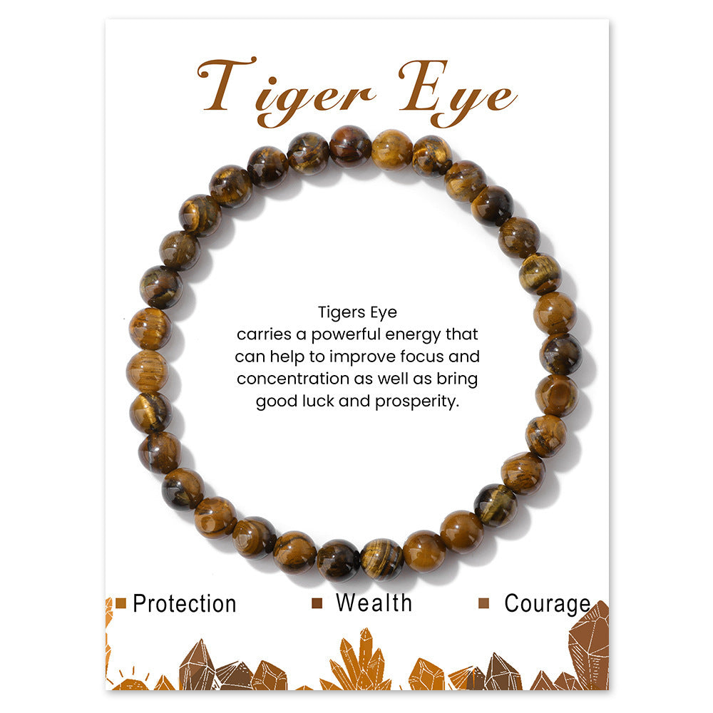 6mm Natural Crystal Beaded Bracelet Unisex Elastic Stretch Bangle