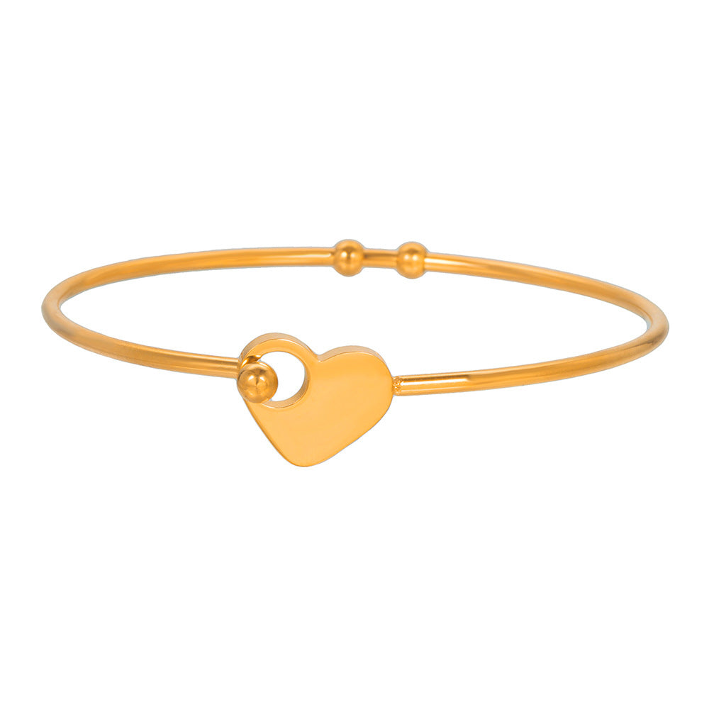 Minimalist Heart Stainless Steel Plated Cuff Bracelet for Women and Couples