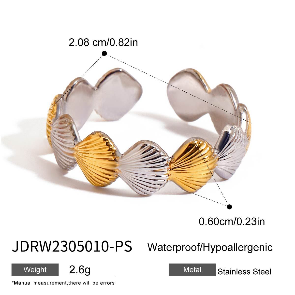 Casual Geometric Stainless Steel Plated Shell Starfish Ring for Women
