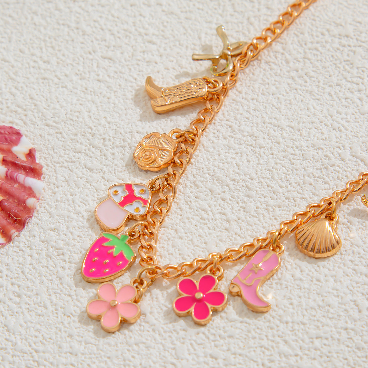 Sweet Floral Geometric Alloy Plated Necklace for Women