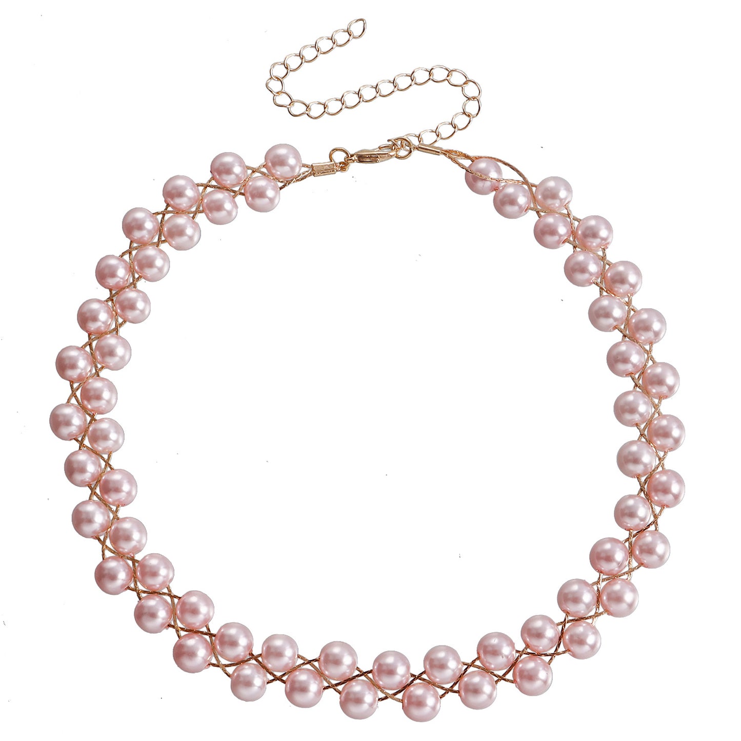 Collar Colgante Minimalista de Perlas Geométricas para Mujer con Acabado Chapado y Diseño de Cadena a la Clavícula