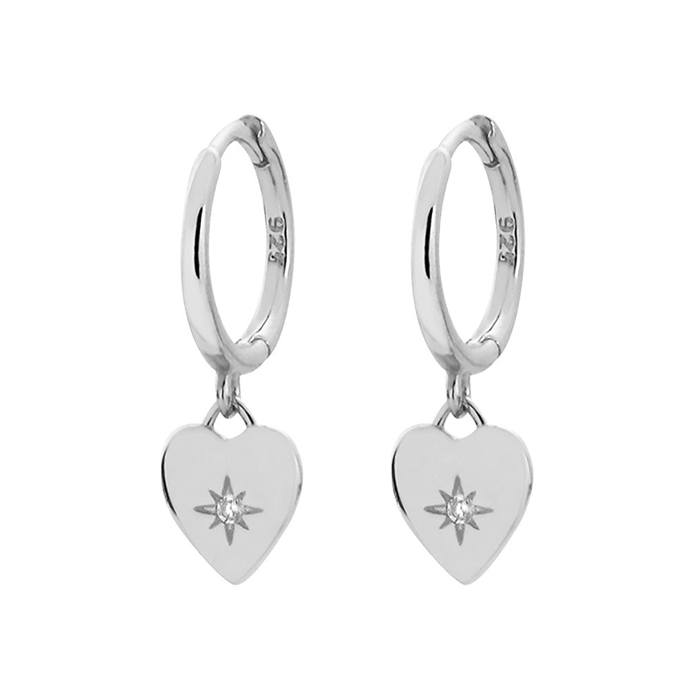 Orecchini a Cuore in Argento Sterling 925 Placcato con Strass