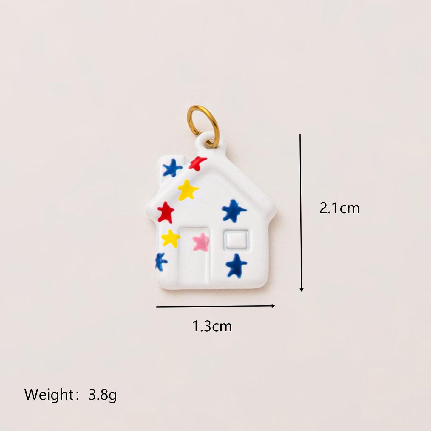 Minimalist Luxury Geometric House Star Heart Cubic Zirconia Inlaid 18K Gold Plated Stainless Steel Pendant Charm Bar
