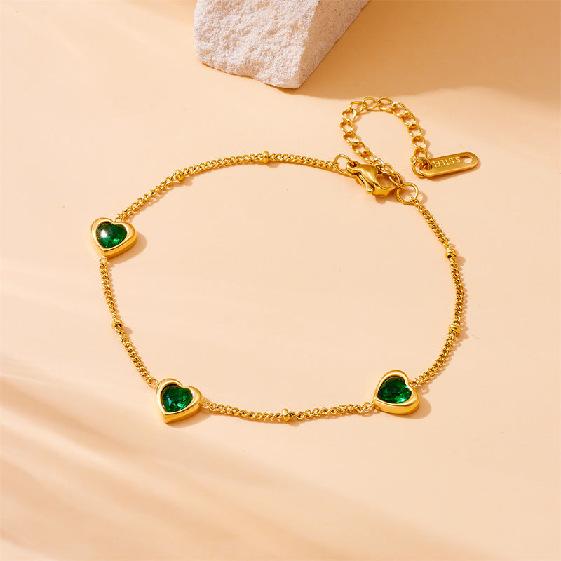 Conjunto de collar y pulsera con colgante de corazón chapado en acero inoxidable para mujer