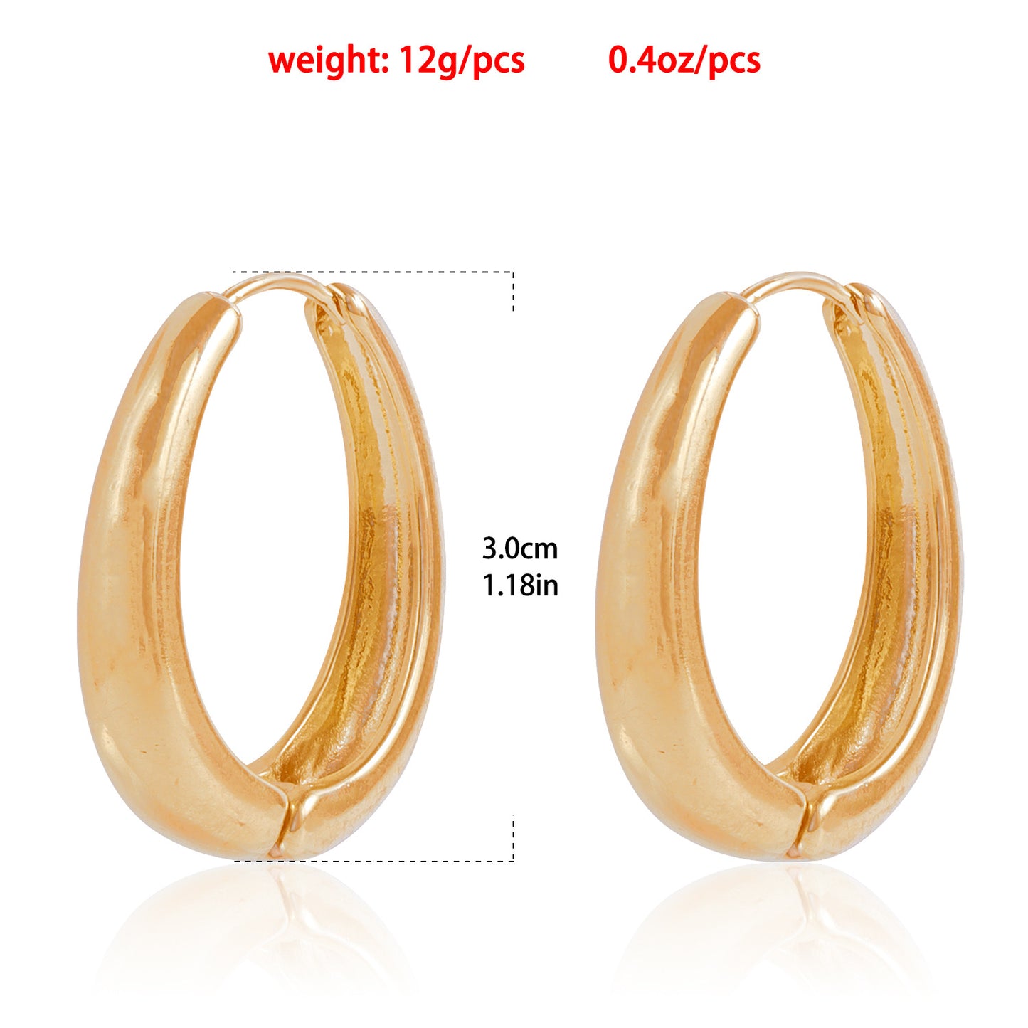 Minimalist Oval Geometric Metal Hoop Earrings with Plated Finish for Women