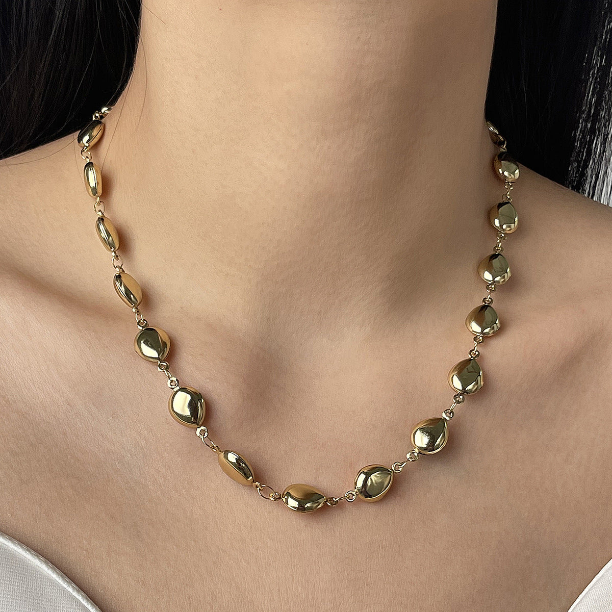 Collana da Donna Minimalista con Cuore Geometrico, Croce, Stella, in Acciaio Inox Placcato Oro 18K