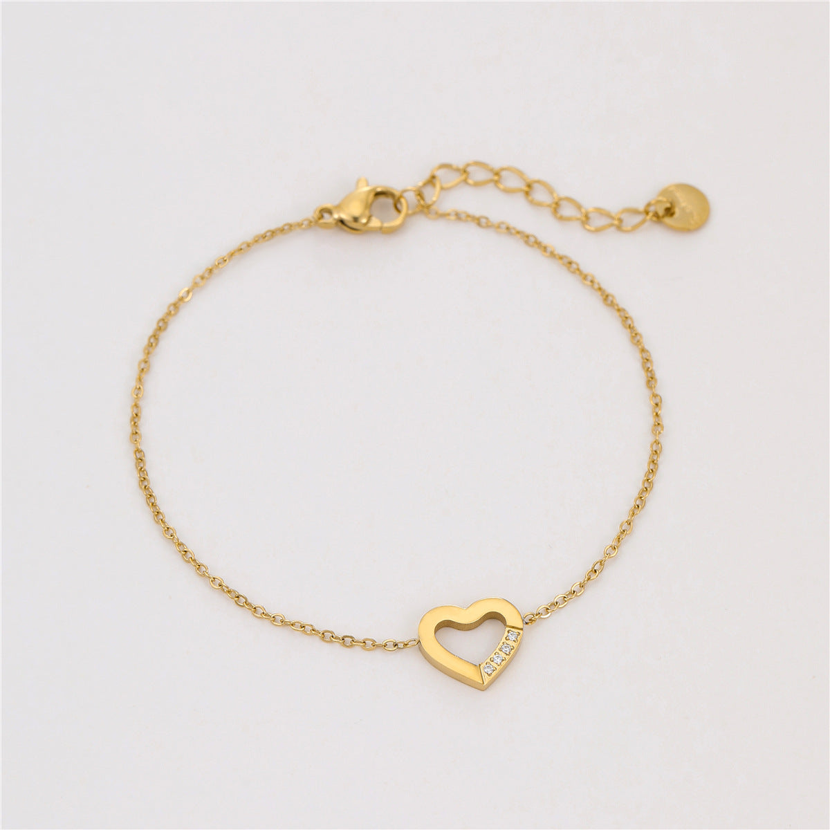 Minimalist Hollow Heart Stainless Steel Bracelet for Women with Plated Finish