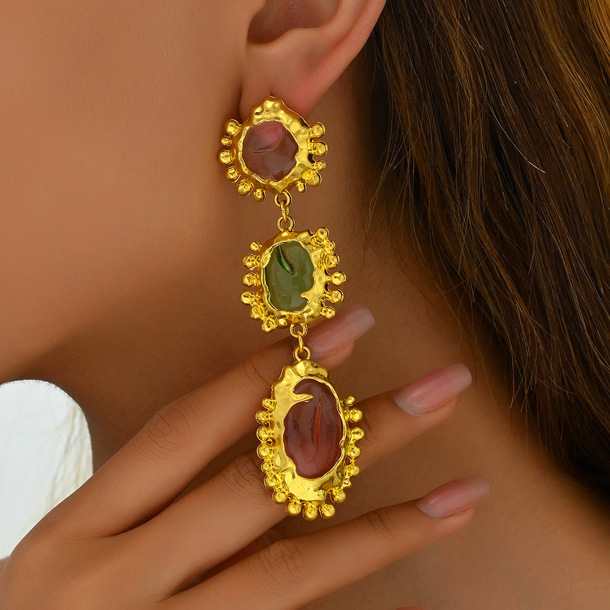 Aretes de aleación geométrica minimalista con incrustaciones de diamantes de imitación para mujer, poste de acero inoxidable, moda de uso diario