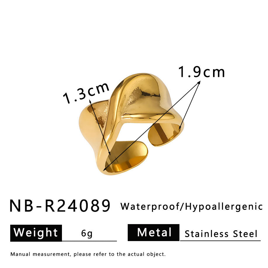 Anello geometrico in acciaio inossidabile con linea testurizzata e motivo a nodo per donna e uomo, fascia minimalista galvanizzata