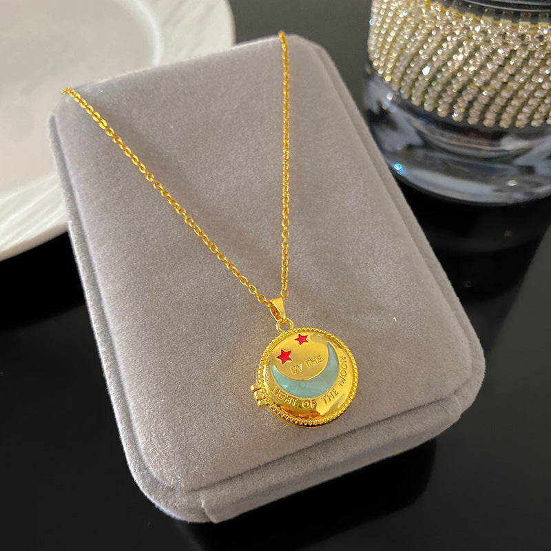 Vintage Drip Oil Floral Heart Oval Pendant Gold Plated Brass Necklace for Women