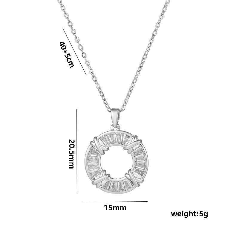 Unique Design 18K Rose Gold Plated Round Crystal Necklace Women Titanium Steel O-Chain Choker