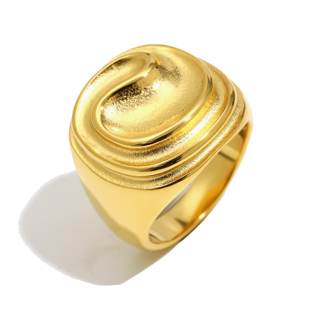 Anello da donna in acciaio inossidabile placcato oro 18 carati, dal design geometrico minimalista