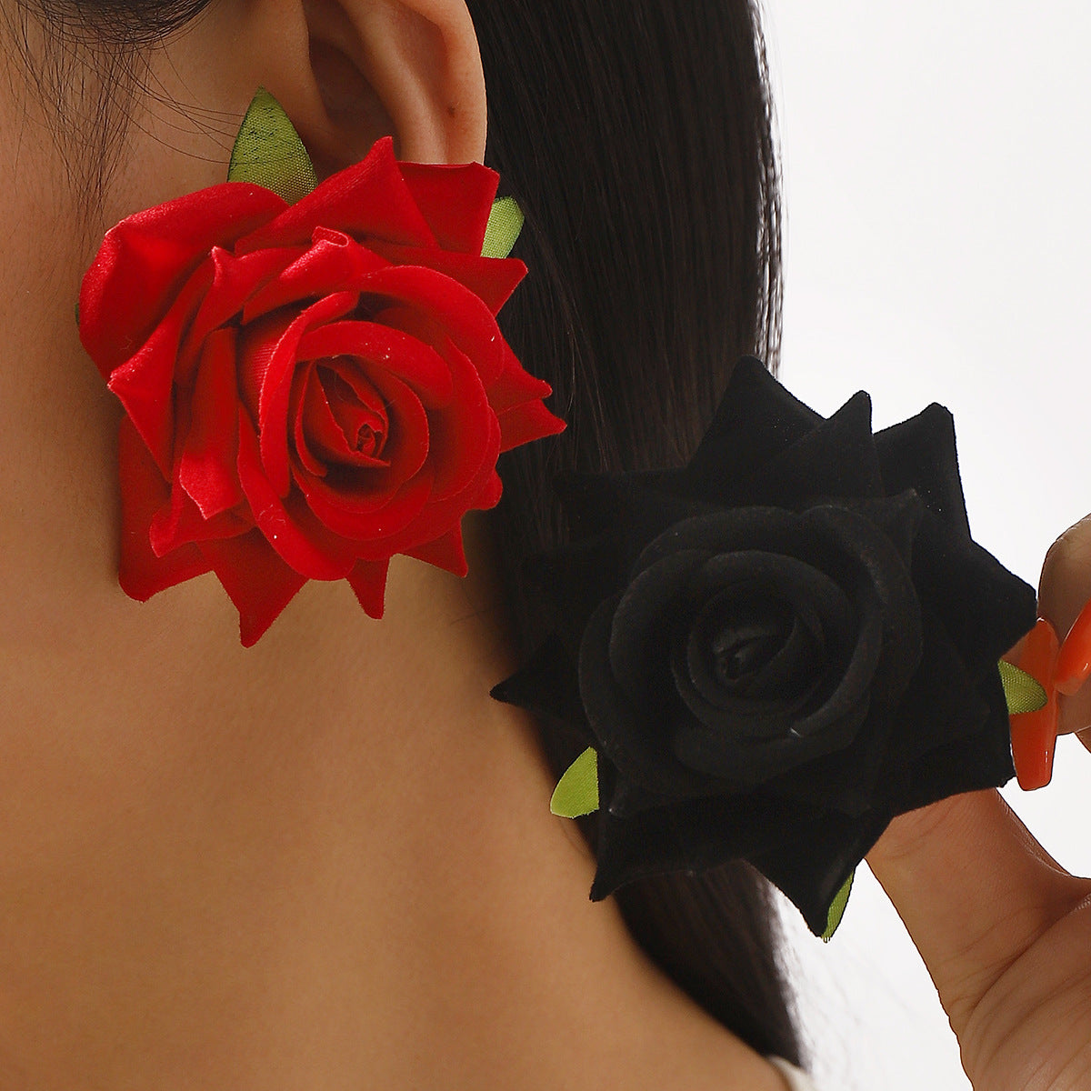Pendientes 3D de Terciopelo con Rosas, Estilo Romántico para Vacaciones en la Playa, para Mujer, Joyería Dulce Vintage de Verano