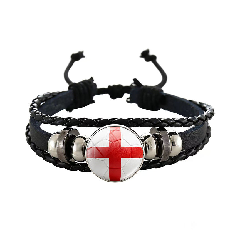 Unisex Geometric Round Braided Leather Bracelet Adjustable Handmade Wristband