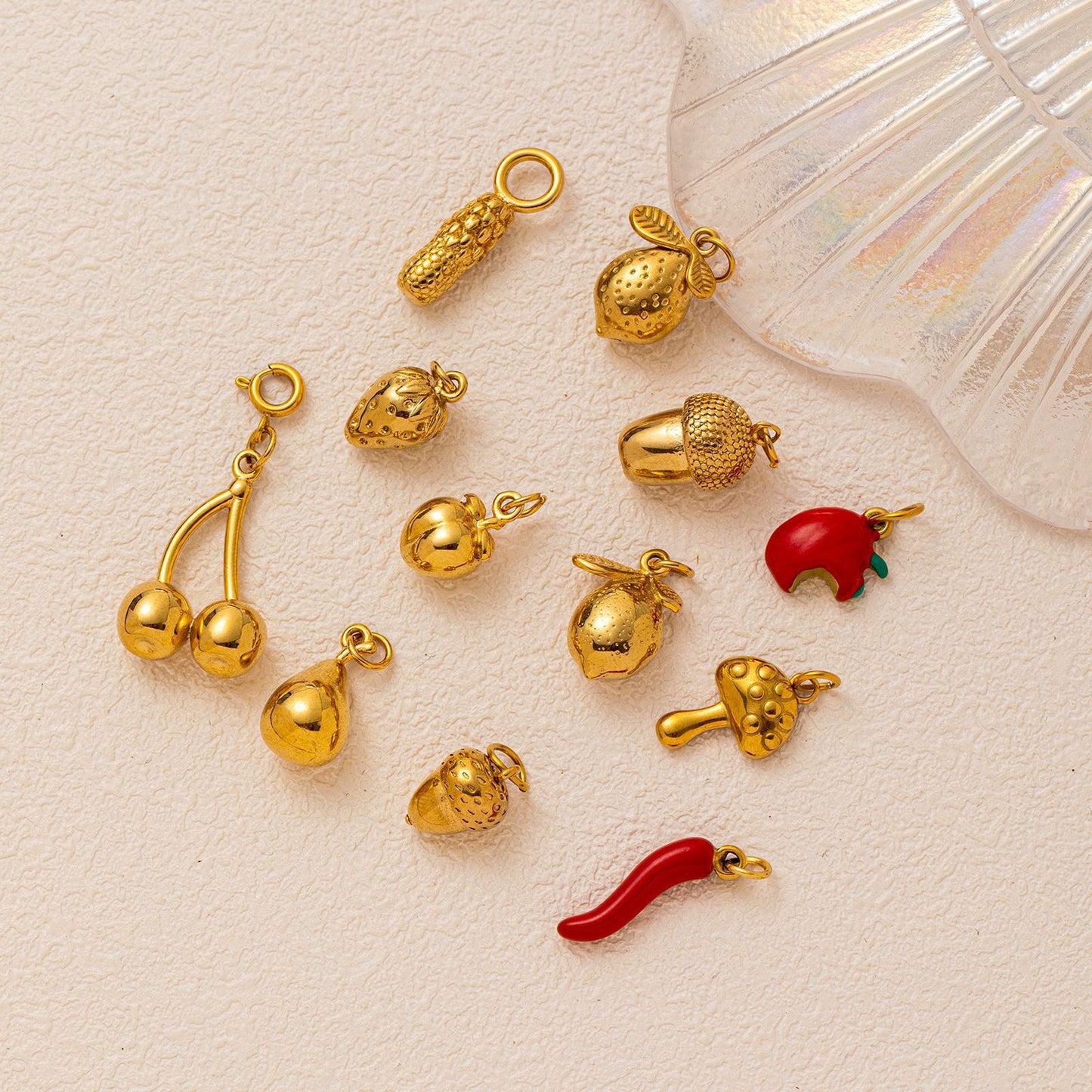 Minimalist Luxury 18K Gold Plated Stainless Steel Fruit Pendant Necklace for Unisex