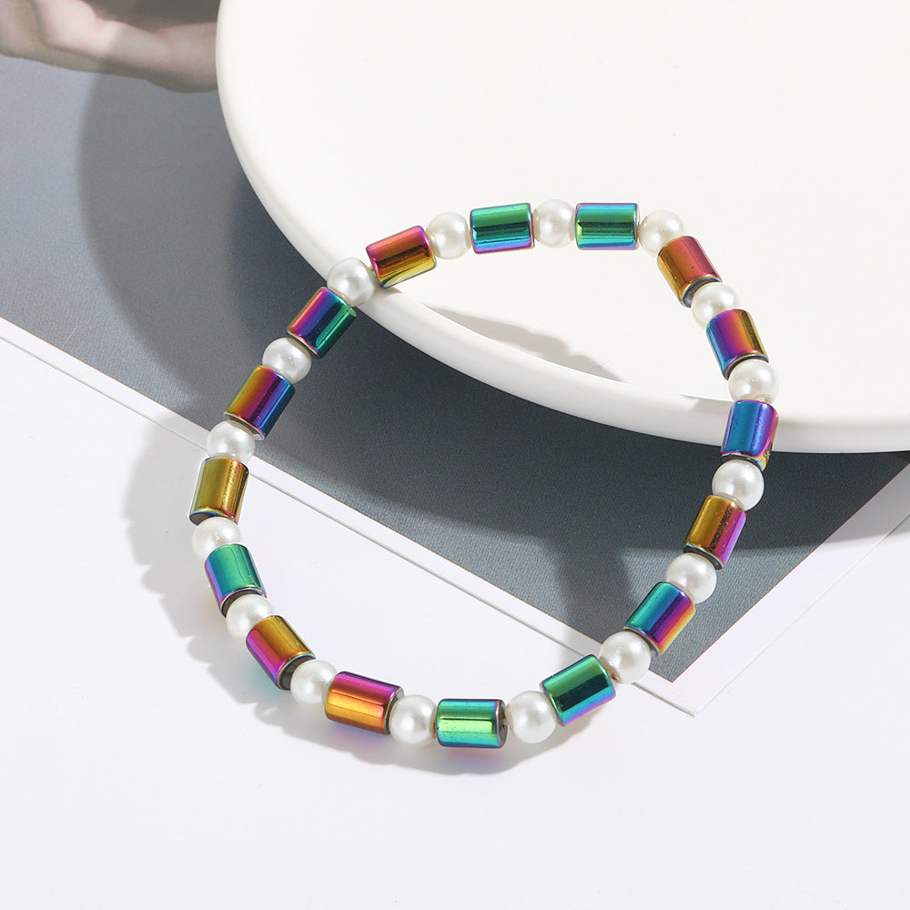 Minimalist Geometric Magnetic Material Beaded Anklet for Women and Couples