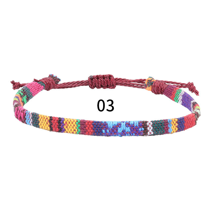 Bohemian Rainbow Braided Cotton Linen Anklet Unisex Adjustable Foot Jewelry