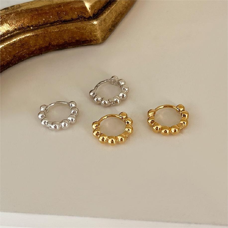 Minimalist Sweet 925 Sterling Silver Round Geometric Letter Hoop Earrings with Plated Finish