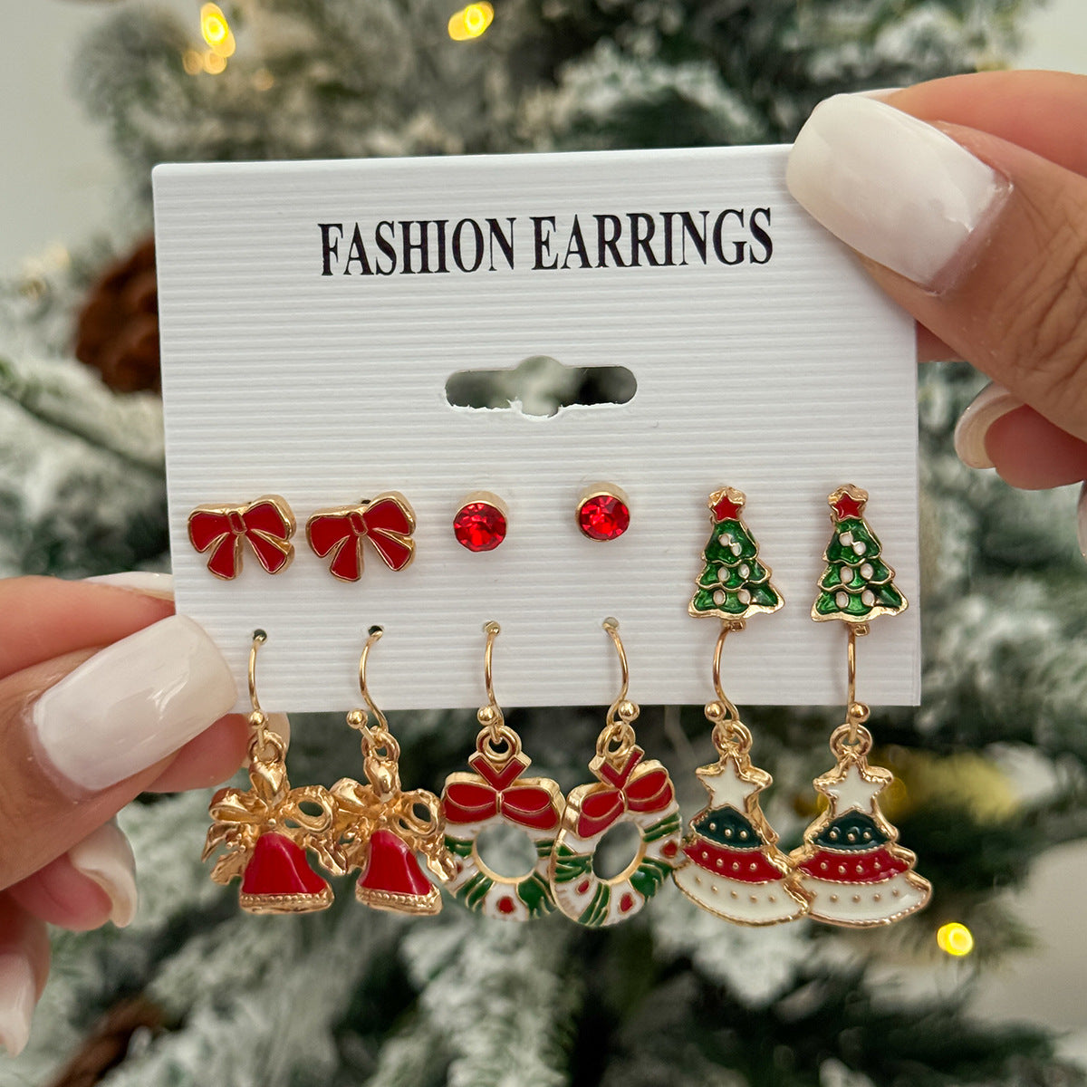 Sweet Drip Oil Snowflake Bow Alloy Plated Earrings for Women