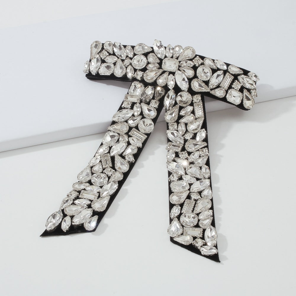 Chic Bow-Shaped Rhinestone Hair Clip with Spring Mechanism for Women