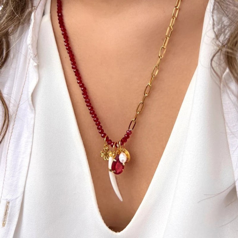 Sweet Geometric Heart Cross Star 18K Gold Plated Copper Necklace for Women