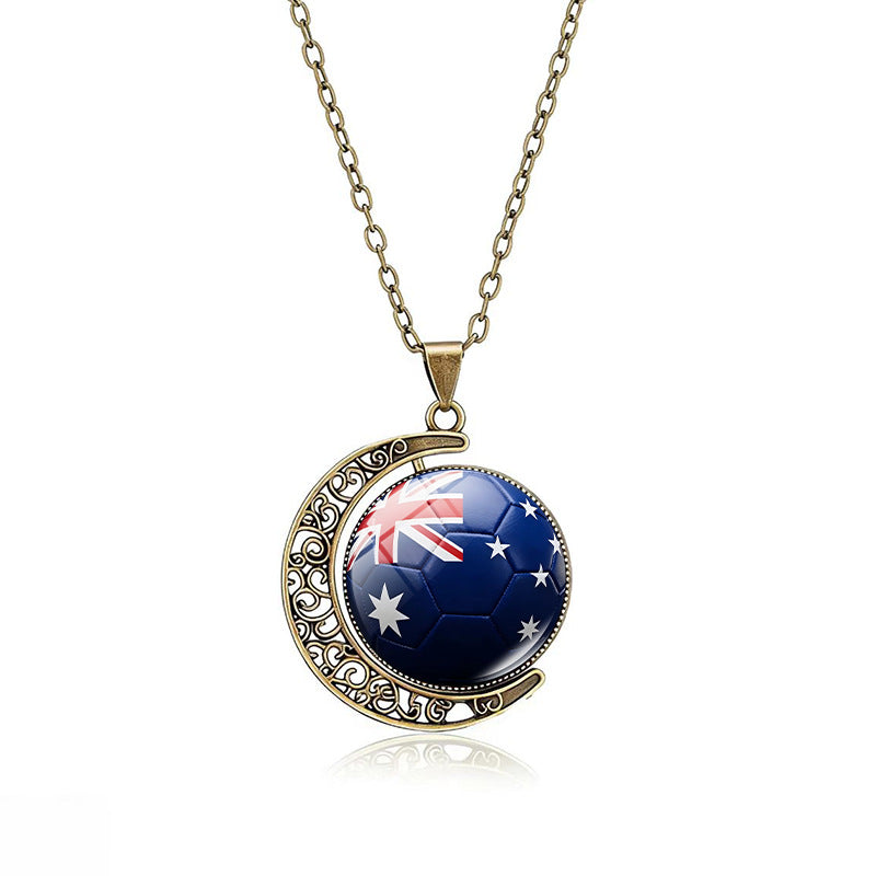 Collana Pendente Luna Placcata in Lega Casual con Ciondolo Rotante Geometrico in Cristallo, Catena a Cavo Unisex