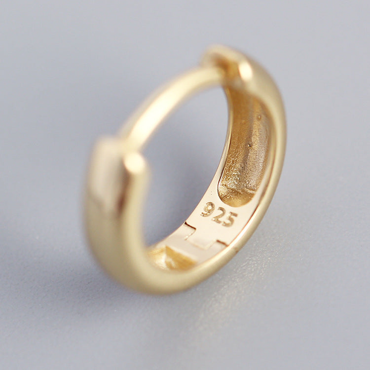 Minimalist Geometric Shiny Silver Hoop Earrings in 925 Sterling Silver with Plated Finish