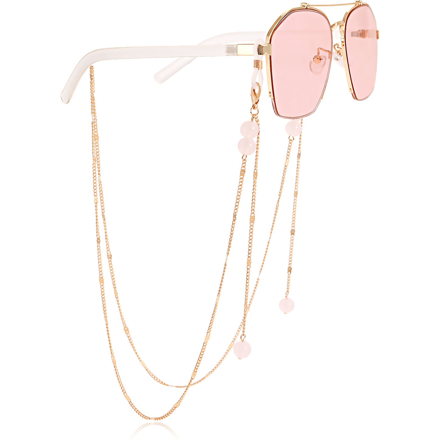 Gemstone Inlaid Alloy Mask and Glasses Chain