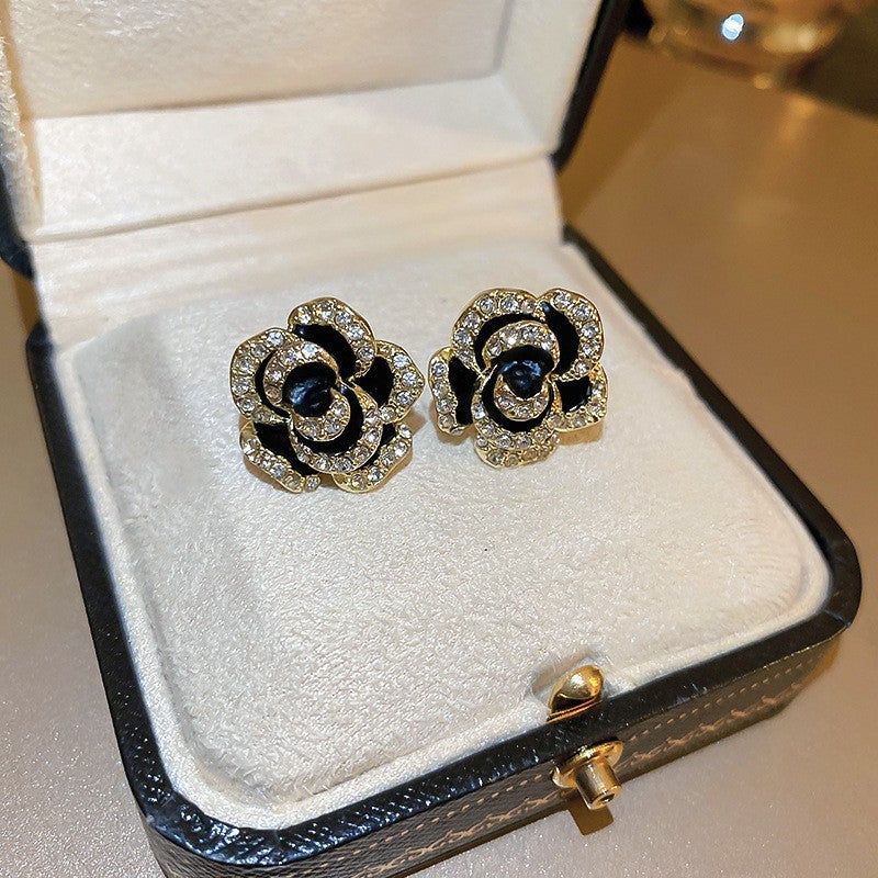 Chic French Vintage Floral and Geometric Earrings with Pearl Inlay in 925 Sterling Silver for Women