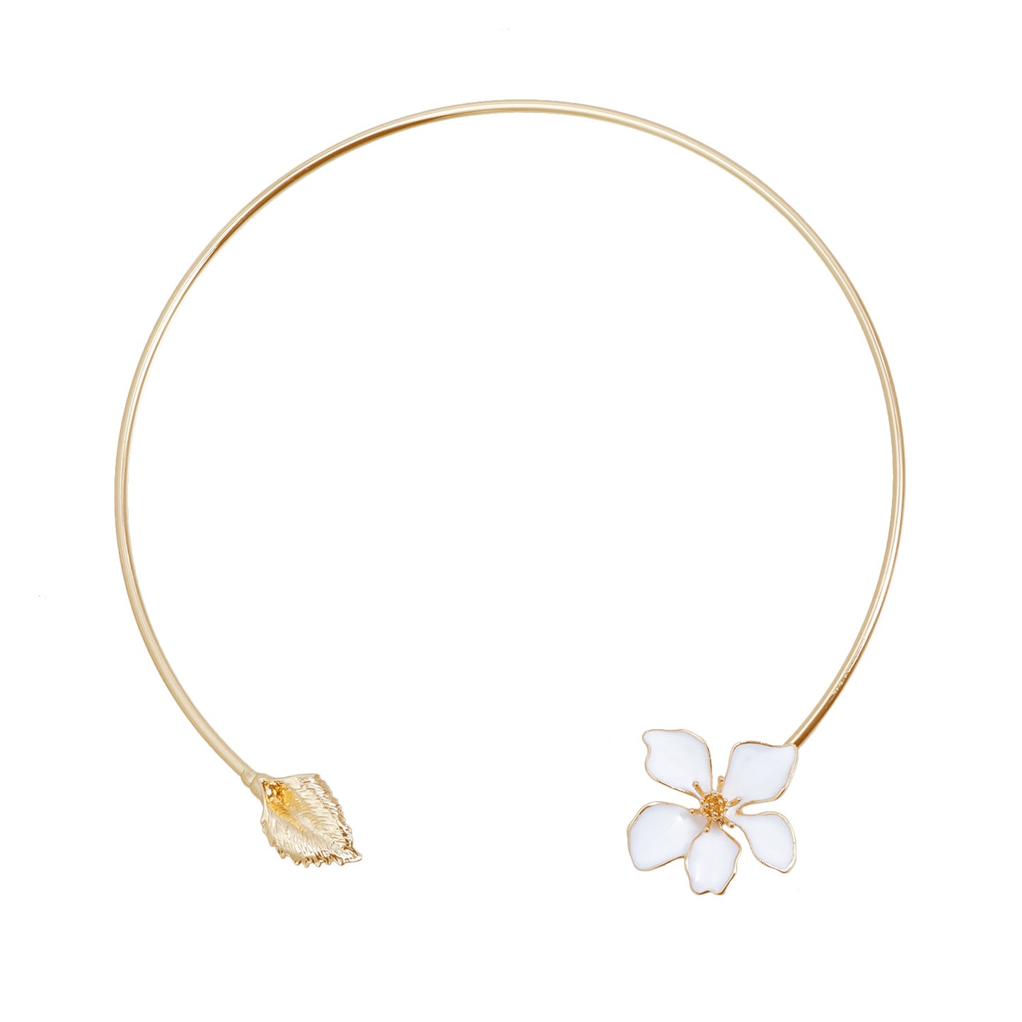 Enamel Floral Geometric Round Iron Choker Necklace with Zinc Alloy Pendant