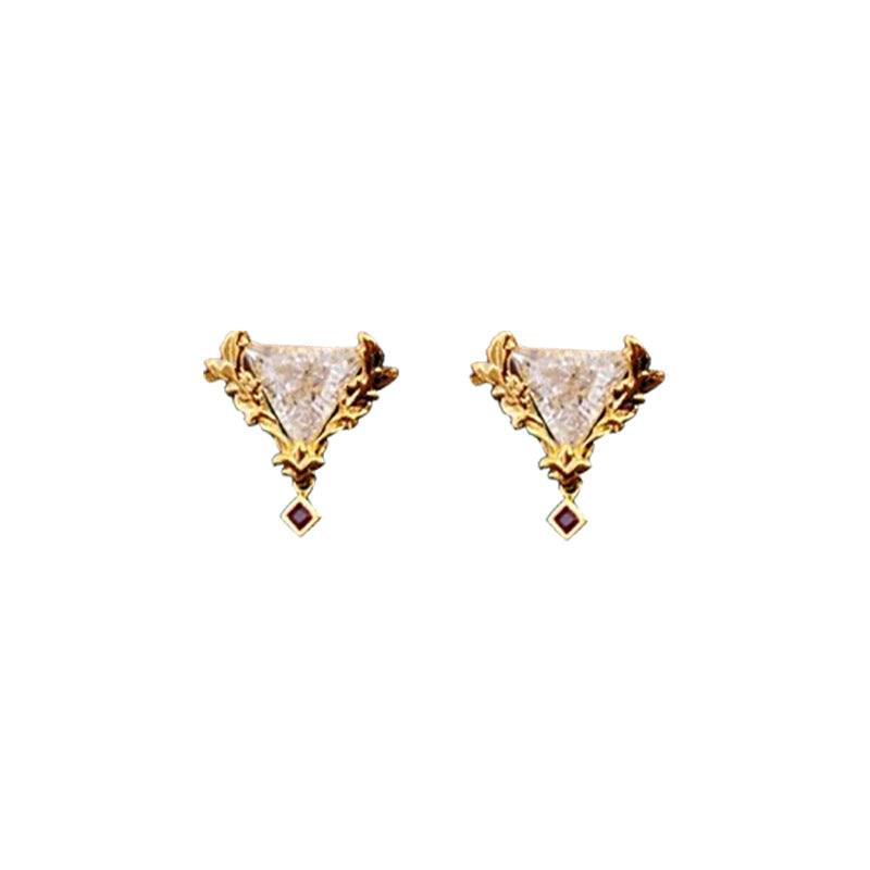 Orecchini a perno da donna in rame placcato oro a triangolo geometrico stile vintage con perni in acciaio