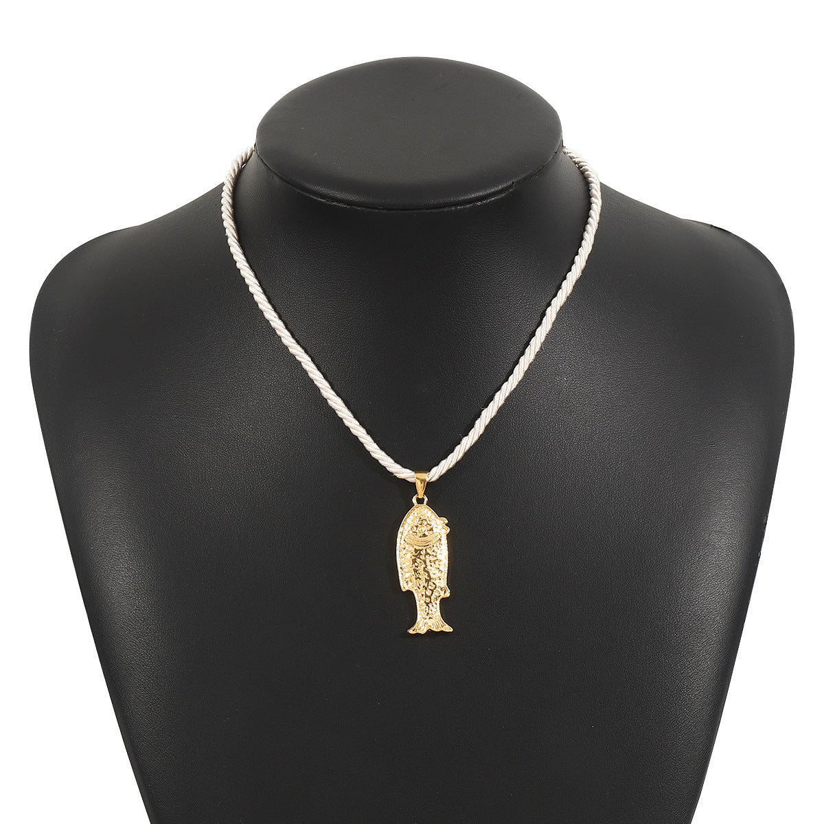 Dolce Collana con Ciondolo a Forma di Pesce Minimalista con Ciondolo in Lega e Cordino in Poliestere