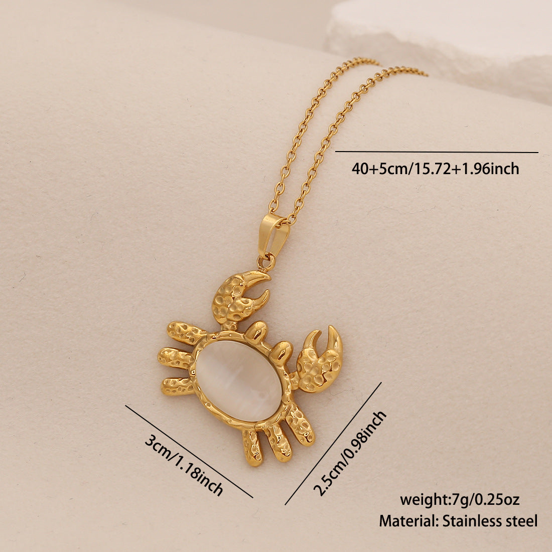 Personalized Stainless Steel Ocean Animal Pendant Necklace with Cat's Eye Stone