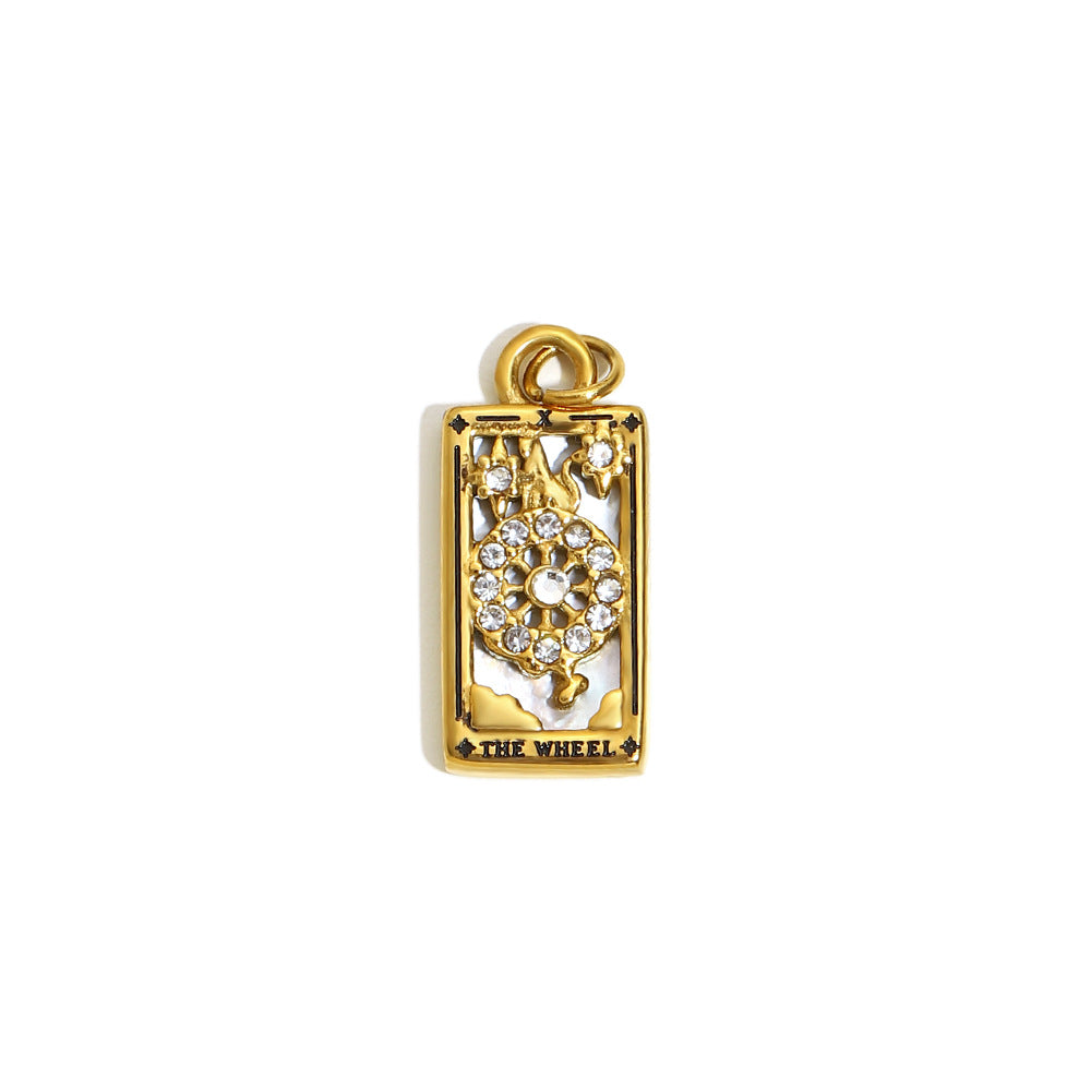 Fashionable Geometric Sun Star Tarot Pendant Necklace in Stainless Steel with 18K Gold Plating