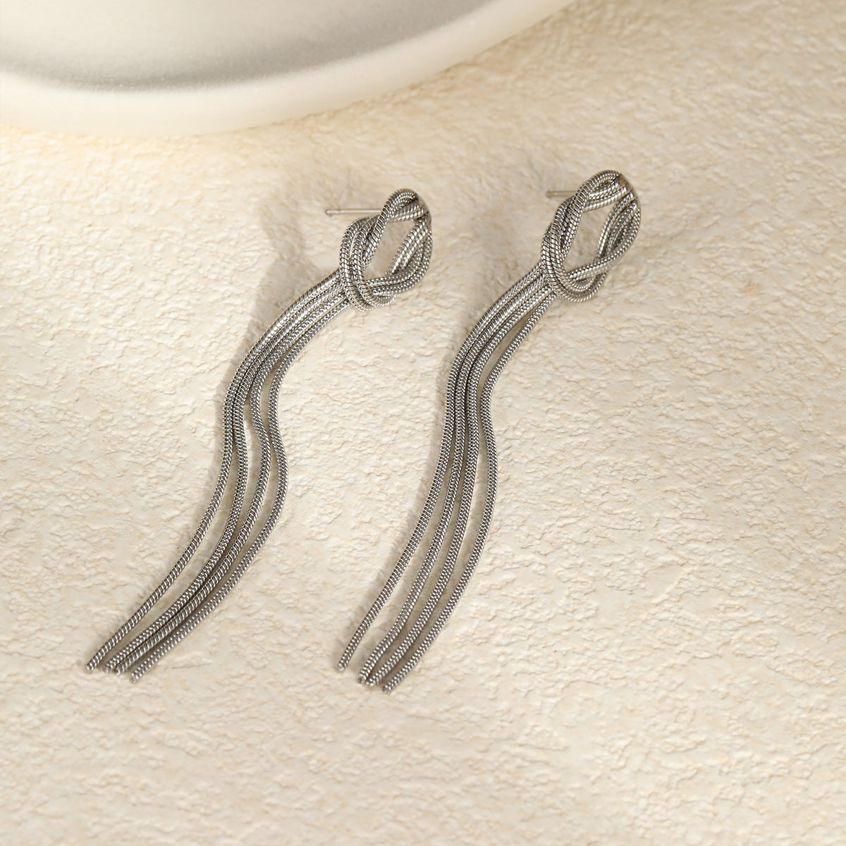 Pendientes largos de borla de acero inoxidable para mujer, diseño geométrico, electrochapados, hipoalergénicos, joyería llamativa