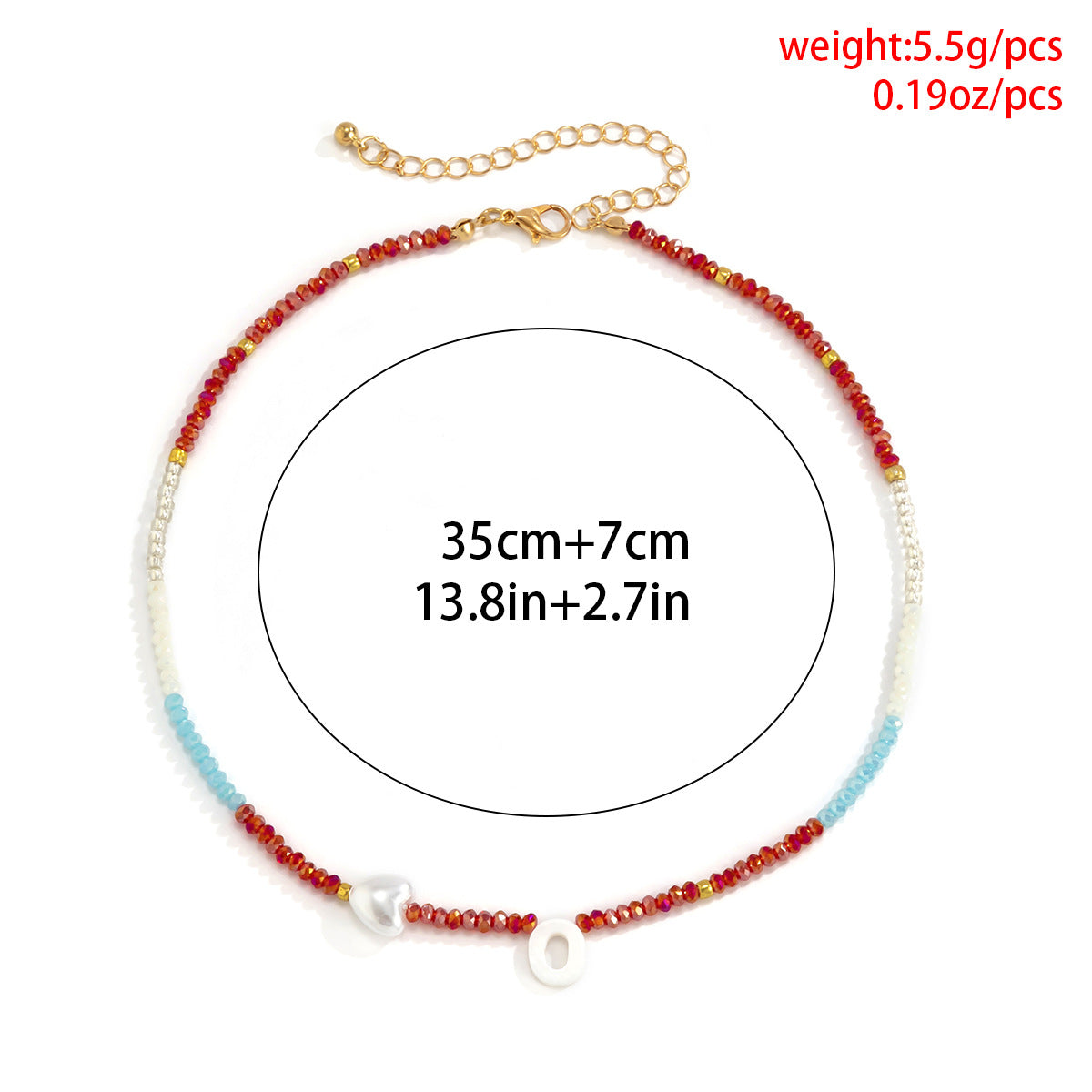 Bohemian Floral Letter Imitation Pearl Crystal Beaded Snake Chain Necklace for Women