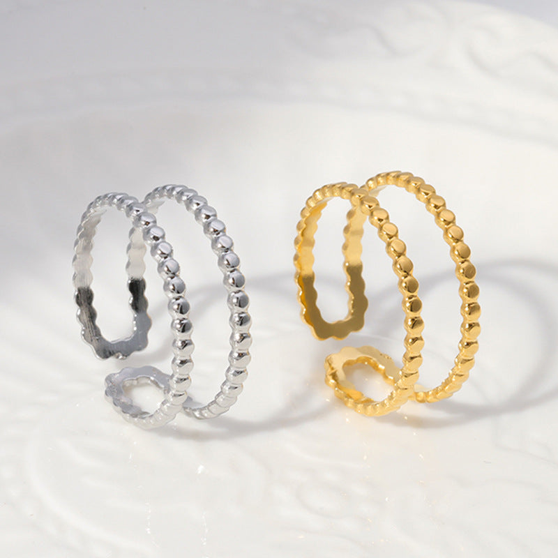 Anello regolabile minimalista geometrico in acciaio al titanio da donna con finitura placcata