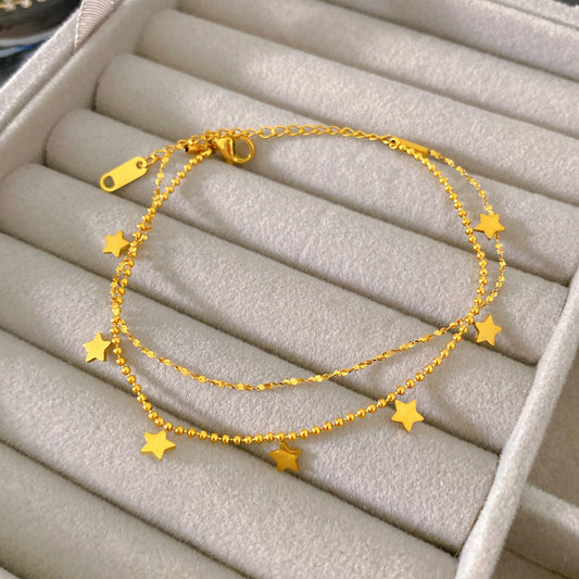 Minimalist Sweet Double Layer Star Titanium Steel Plated Bracelet