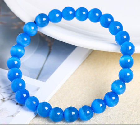 Elegant Round Cat's Eye Stone Beaded Bracelet for Women