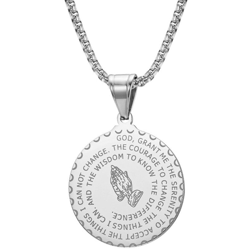 Minimalist Round Pendant Necklace in Stainless Steel with Titanium Steel Charm and Electroplated Finish for Men and Women