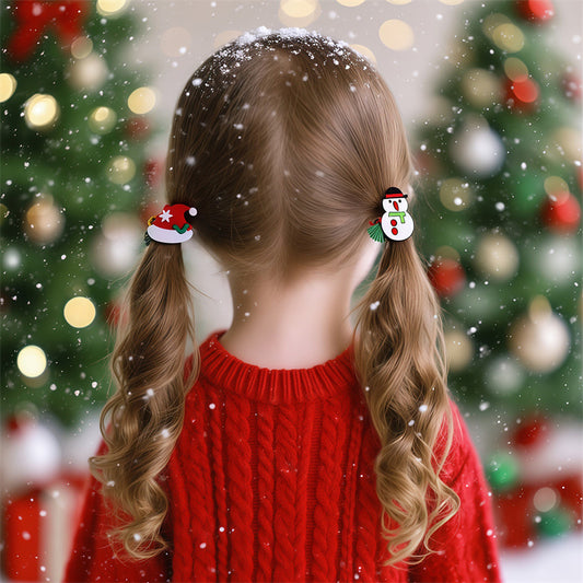 Fermacapelli per bambini con nappa a campana a forma di pupazzo di neve e albero di Natale in metallo