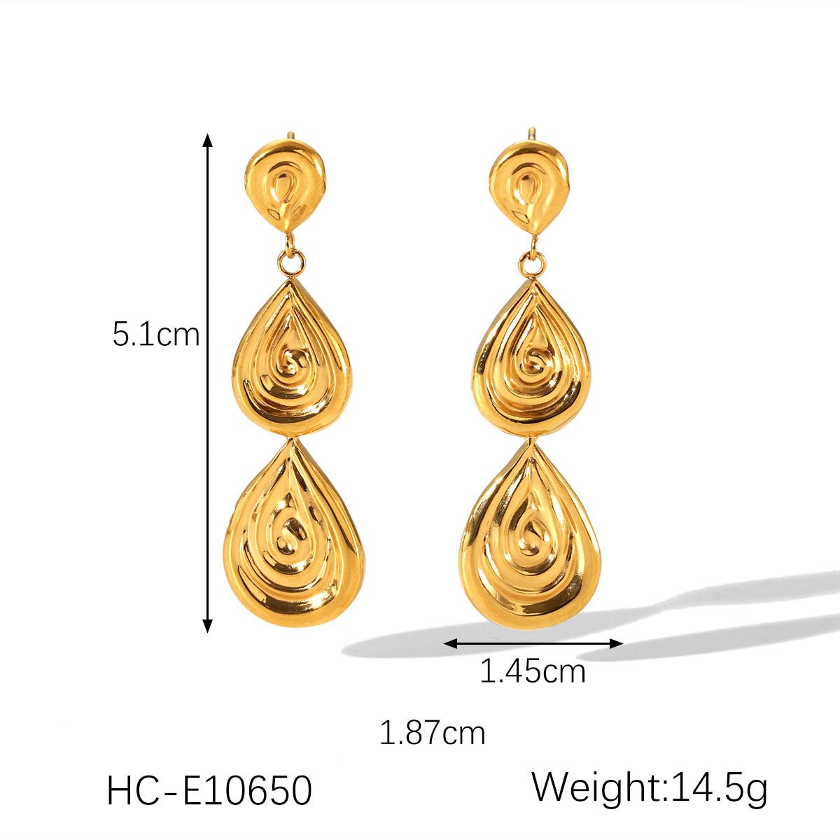 Minimalist Geometric Stainless Steel Earrings for Women with Pyramid Triangle Sun Flame Shapes and Dangling Chain Tassels