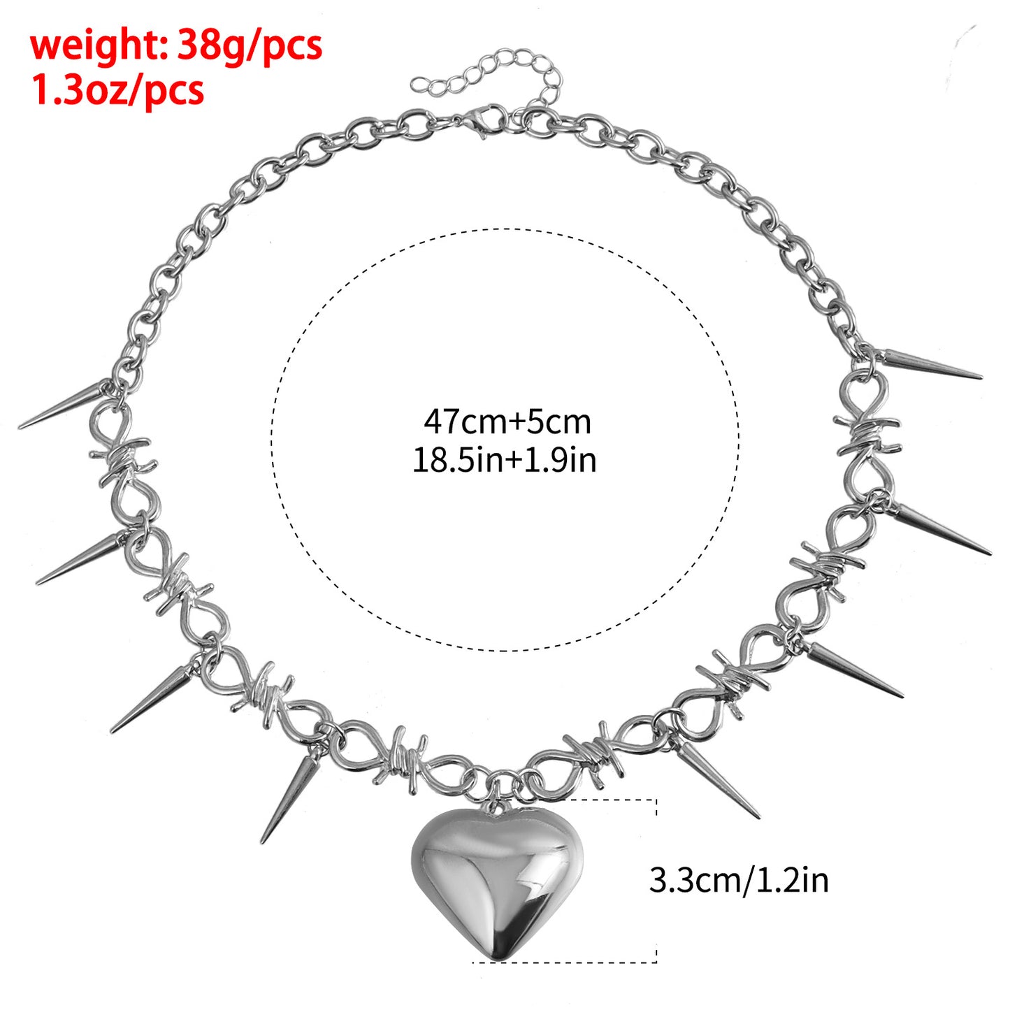 Collana pendente a cuore gotica scura vintage da donna con corpo in lega e finitura galvanizzata